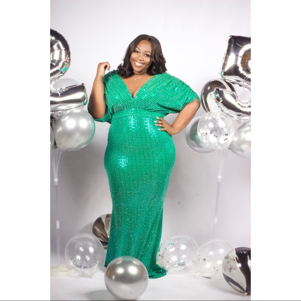 Plus Size Green Sequin Mermaid Dress